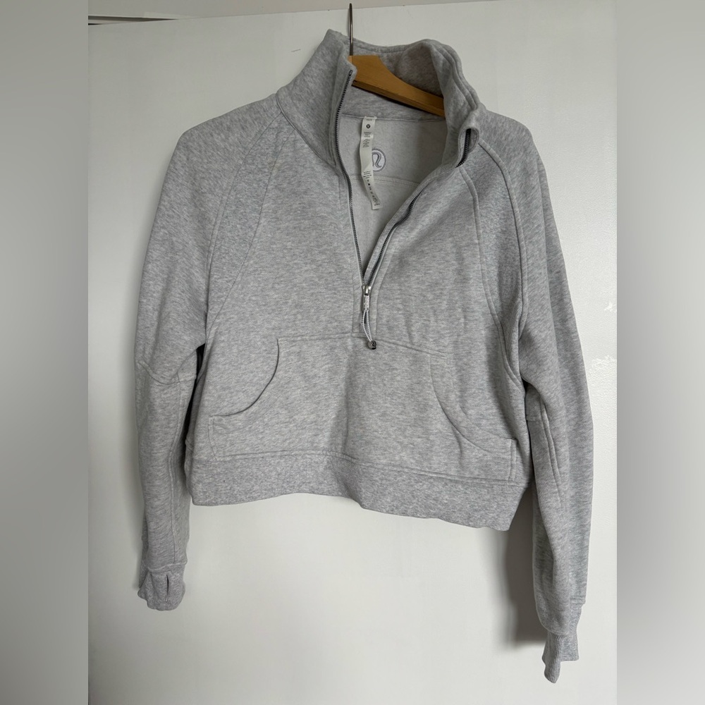 Lululemon Scuba Oversized Funnel-Neck Half Zip Cropped Sweatshirt XS/S, gray